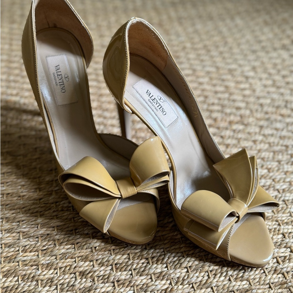 Valentino Patent Leather Bow D’Orsay Pump Heel
